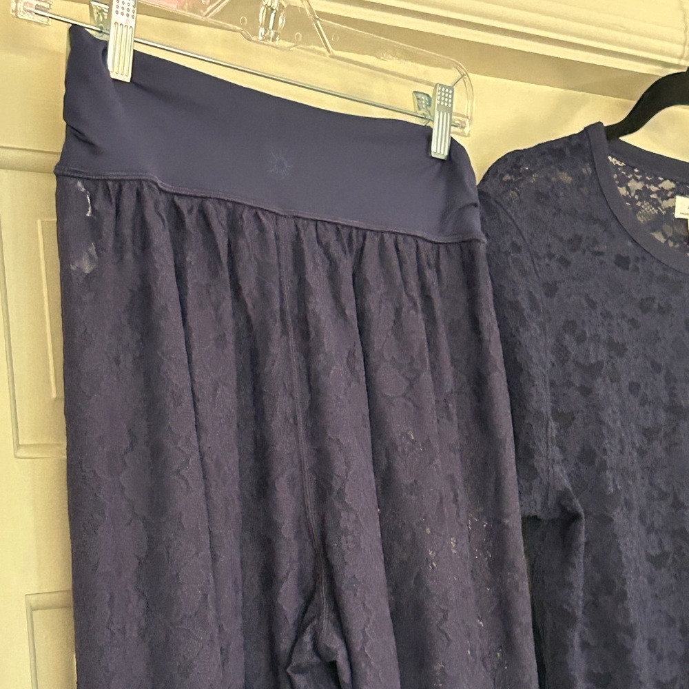 Lace Pants Navy Blue Flow AEO Semi Sheer Size Small Tall ST Versatile Lace Pants